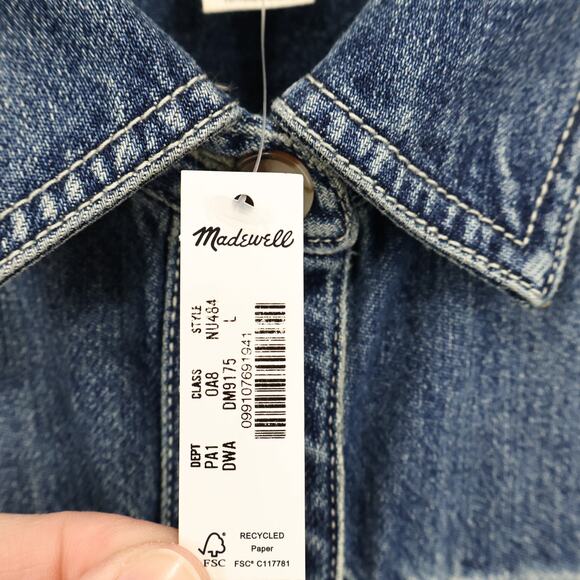 Madewell Denim Boxy Shirtdress Demarco Wash Blue Size Large NWT - Picture 5 of 9